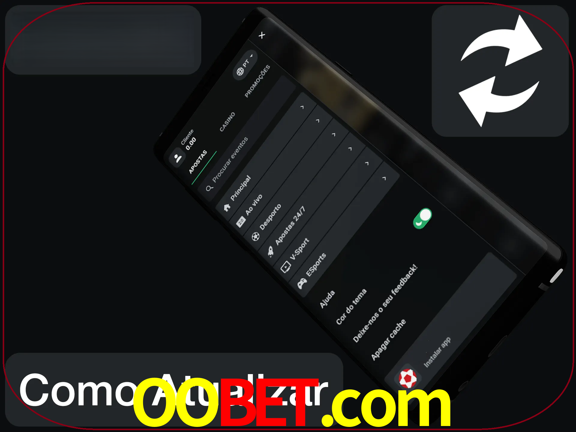 O aplicativo é atualizado automaticamente quando você faz o login.