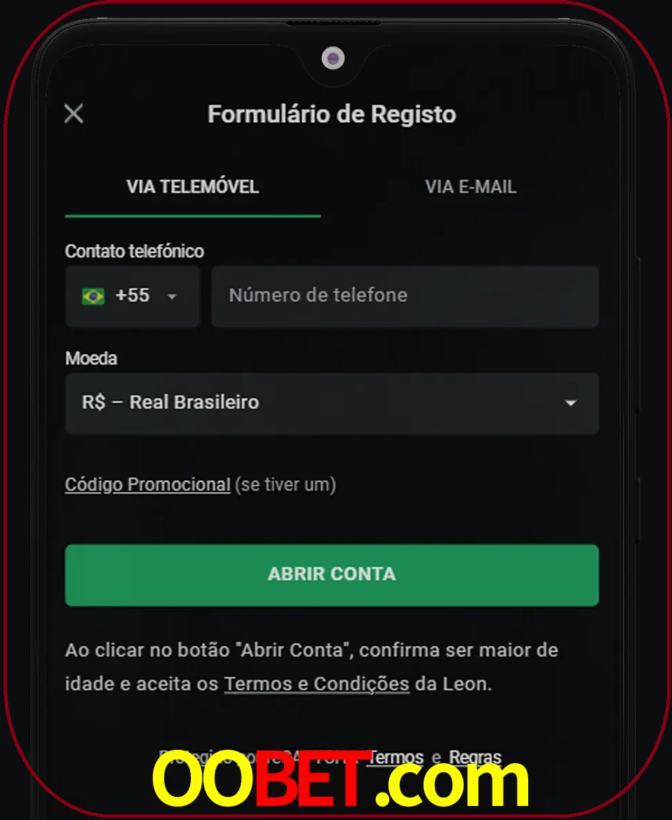 Abra o aplicativo e inicie o processo de registro.